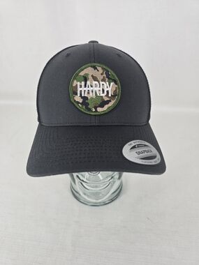 The Classic Black Snapback Hat with Camo Hardy Patch